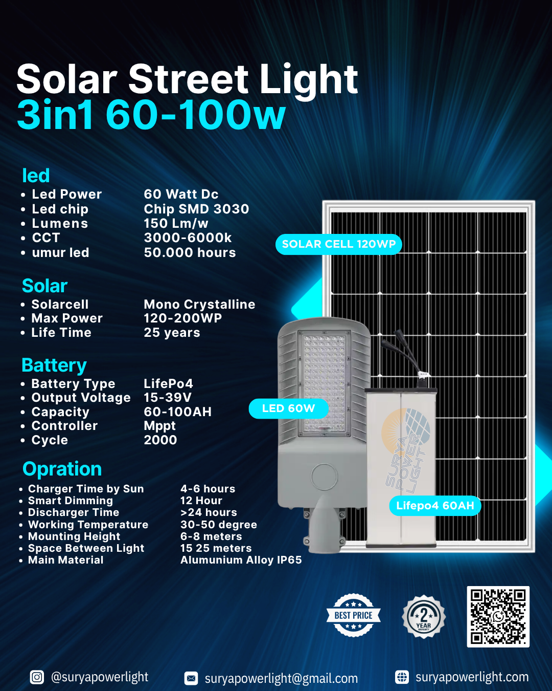 lampu jalan 3in1 60W-100W Solar Street Light 3in1 60W-100W