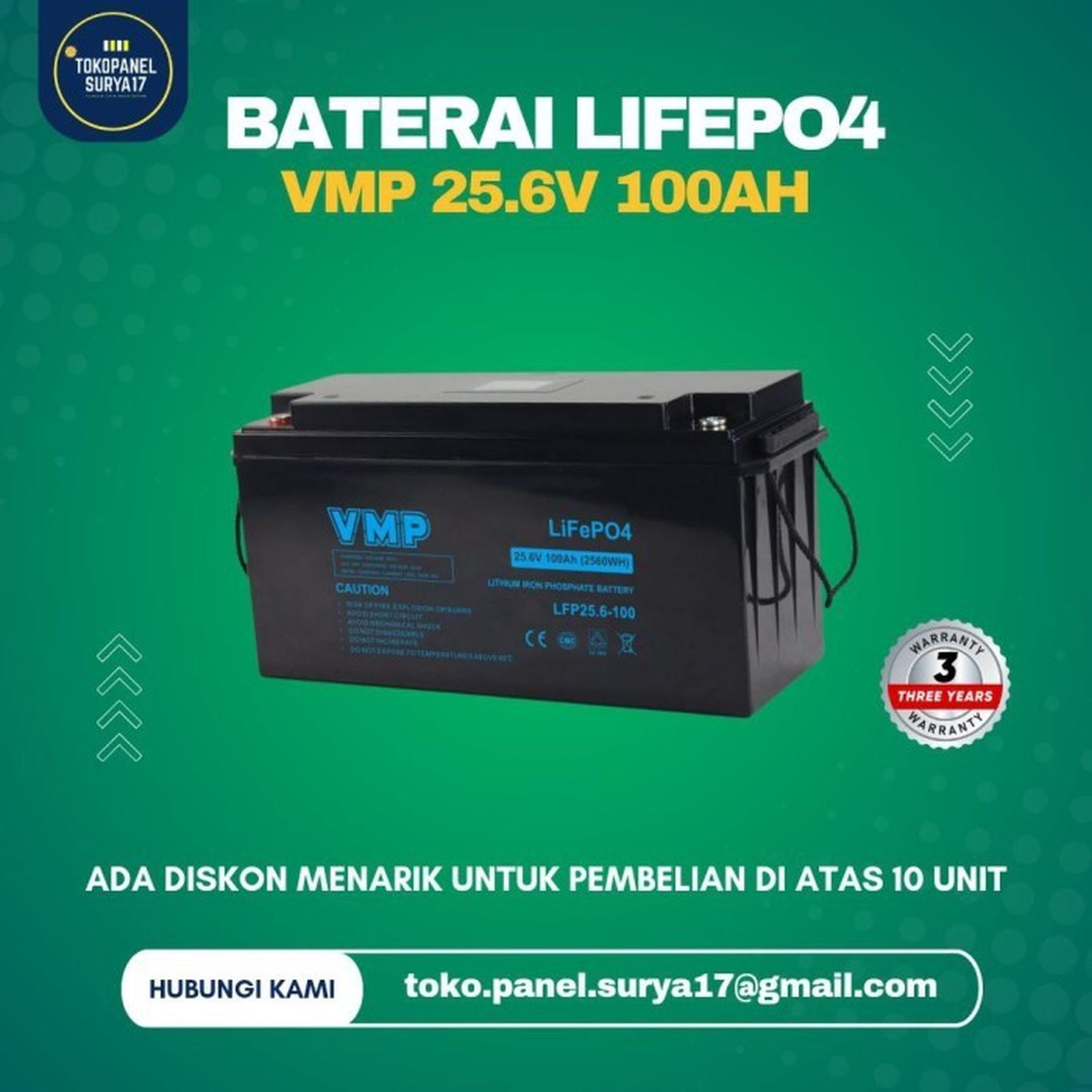 Baterai Lifepo4 VMP 25.6V 100AH