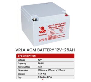 VRLA AGM Battery 12V 26AH