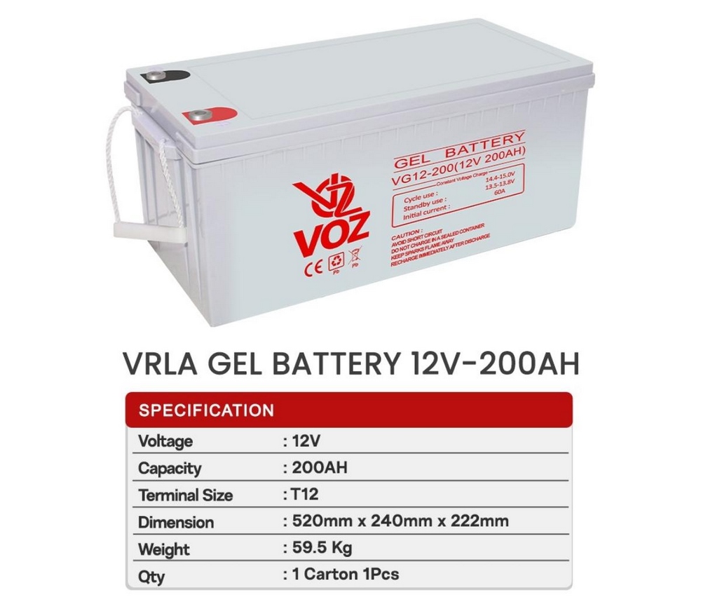 VRLA Gel Battery 12V 200AH