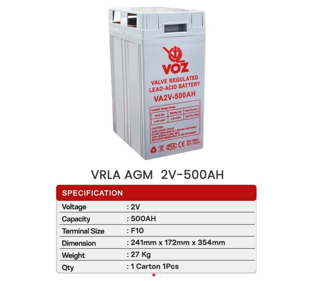 VRLA AGM Battery 2V 500AH
