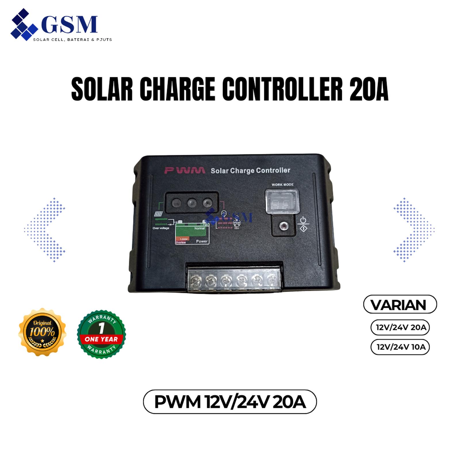 Solar Charge Controller PWM Lithium 20A 12V 24V