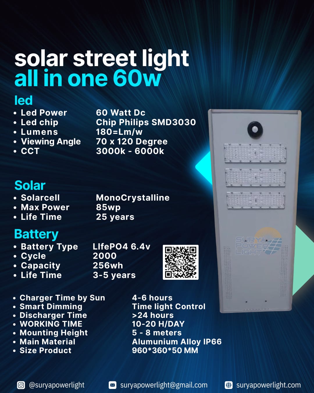 PJU SOLAR CELL ALL IN ONE Lampu jalan all in one 60w-100w