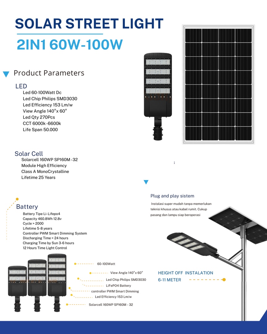 Solar Street Light 2in1 60W-100W