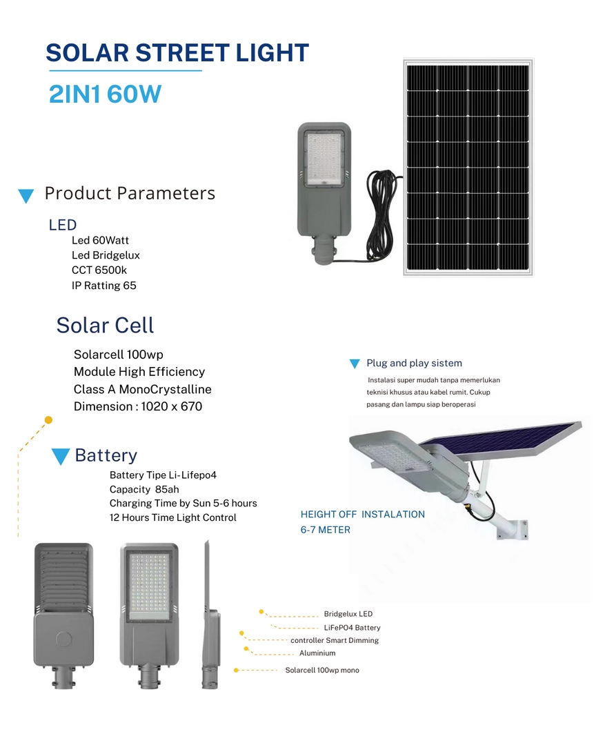 Solar Street Light 2in1 60W