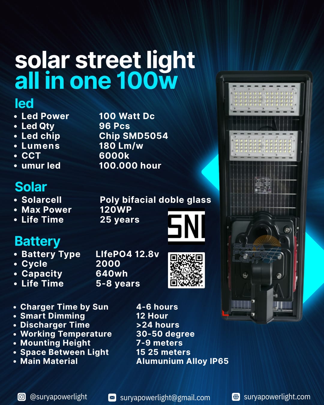 PJU SOLAR CELL ALL IN ONE BIFACIAL Lampu jalan all in one 100w SNI