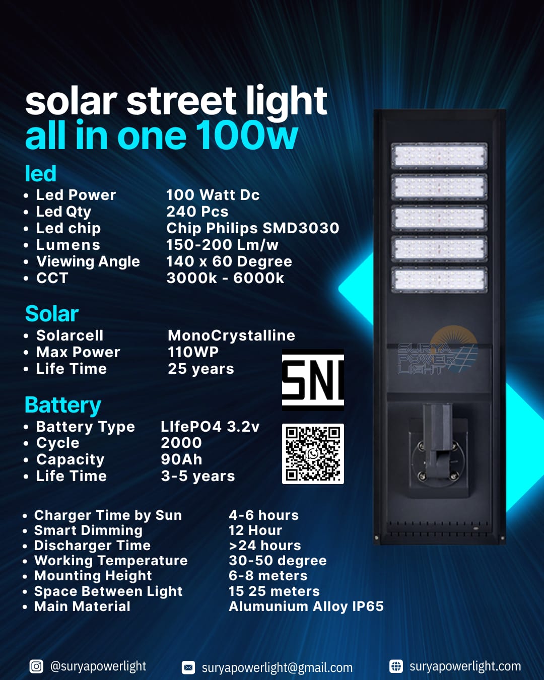 PJU SOLAR CELL ALL IN ONE Lampu jalan all in one 80w-100w SNI